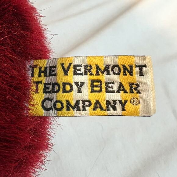 Vermont Teddy Bear Jointed Plush 16" Bow Stuffed Animal Dark Red Burgundy Maroon - Picture 6 of 7